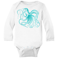 Vintage Octopus Cool Retro Marine Biologist Ocean Sea Life Tank Top Long Sleeve Baby Bodysuit | Artistshot