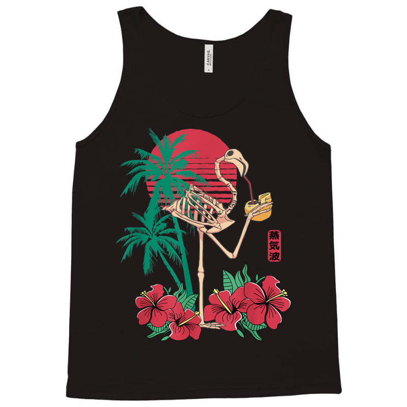 Flamingo Flamingo Skeleton Flower Retro Funny Crazy Drinking Flamingo Tank Top by criticizematter | Artistshot