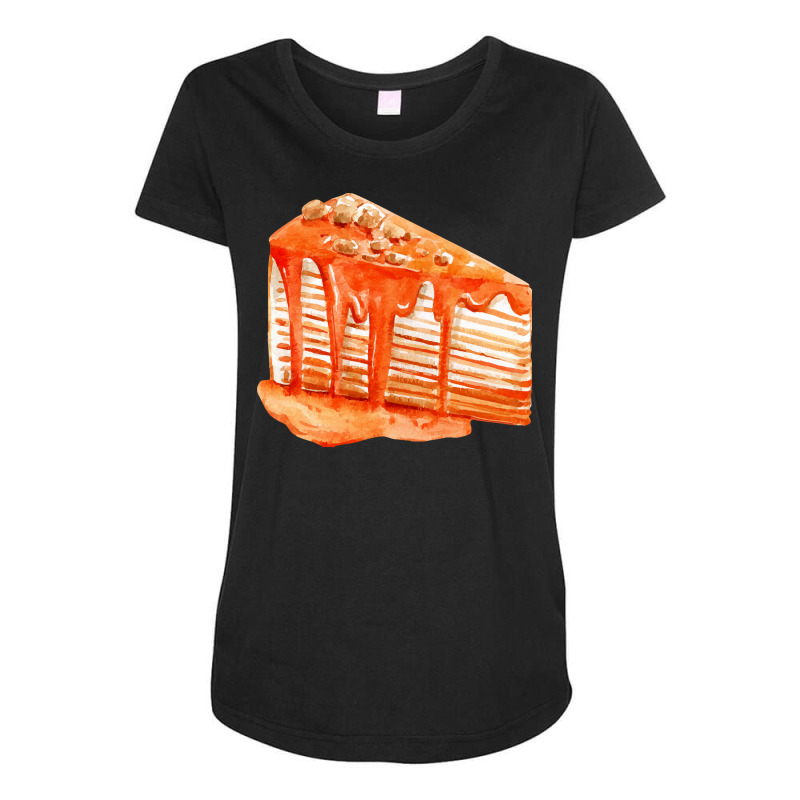 French Mille Crepe Cake T  Shirt Caramel Mille Crepe Cake T  Shirt Maternity Scoop Neck T-shirt by thymeartiste | Artistshot