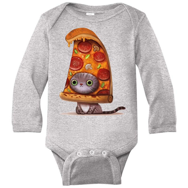 Cool,cat,kitten,pizza,drawing Long Sleeve Baby Bodysuit by pertama | Artistshot