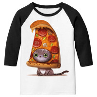 Cool,cat,kitten,pizza,drawing Youth 3/4 Sleeve | Artistshot