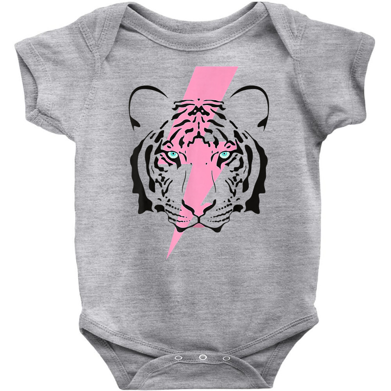 Tiger And Hot Pink Lightning Bolt T Shirt Baby Bodysuit by hutchisongruda | Artistshot