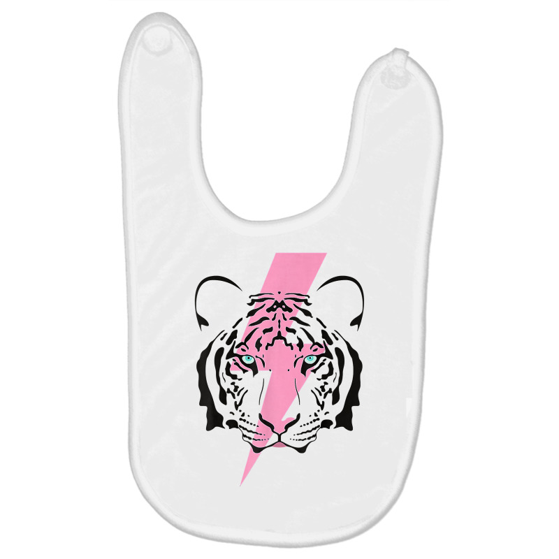 Tiger And Hot Pink Lightning Bolt T Shirt Baby Bibs by hutchisongruda | Artistshot