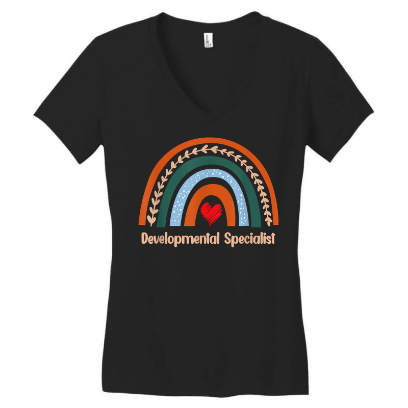 Funny Developmental Specialist Boho Rainbow Back To School T Shirt Women's V-Neck T-Shirt by adrienskradski | Artistshot