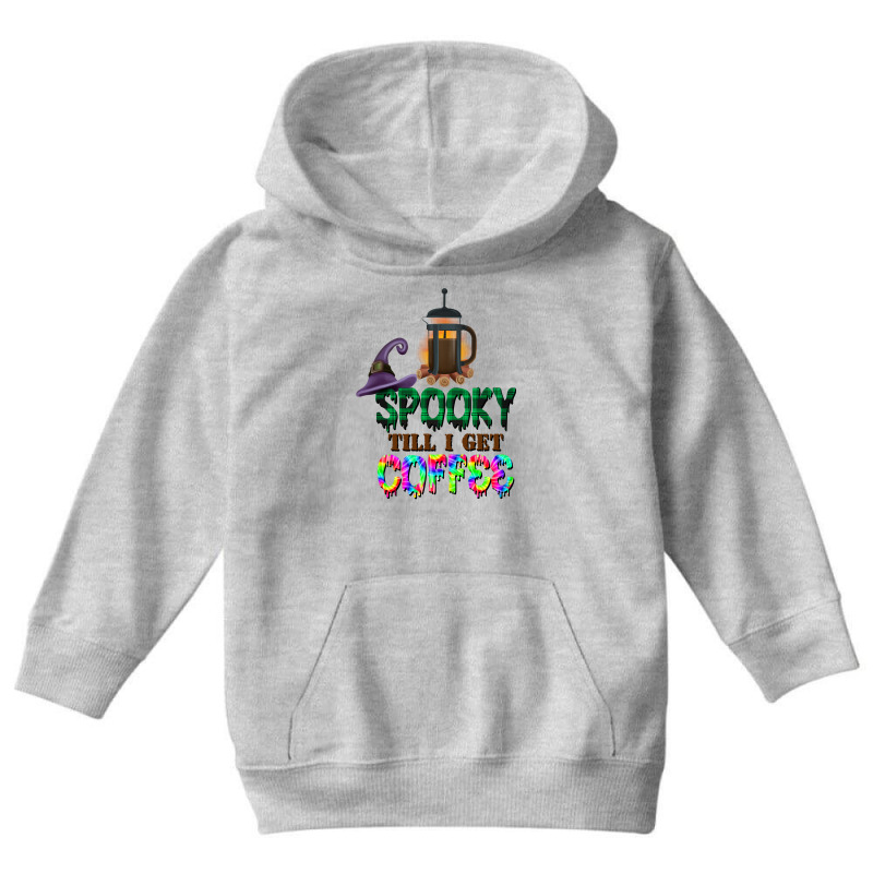 Spooky Till I Get Coffee Youth Hoodie by autlu2024 | Artistshot