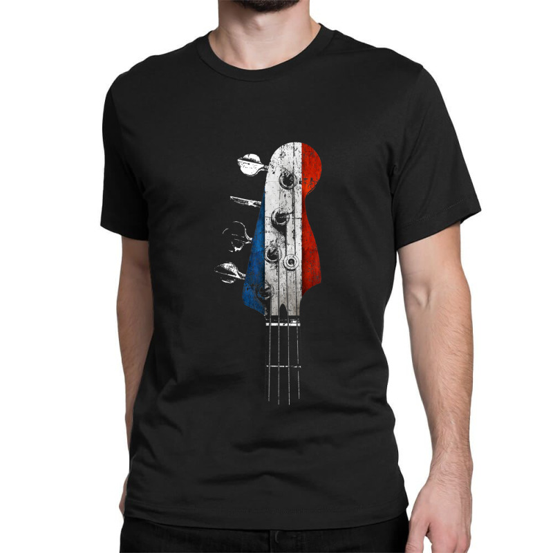 Guitar Bass Guitar Headstock French Flag For Bassist From France Classic T-shirt by urethrapricey | Artistshot