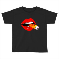 Women Smoke Cuban Cigar Lit Red Lips Smokings Toddler T-shirt | Artistshot