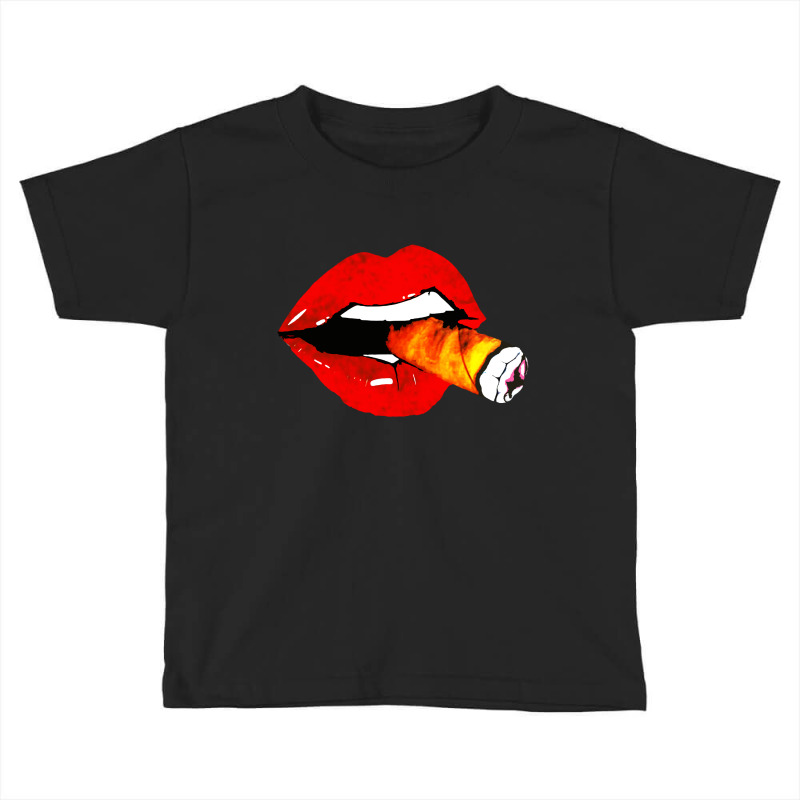 Women Smoke Cuban Cigar Lit Red Lips Smokings Toddler T-shirt by Agus w | Artistshot