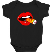 Women Smoke Cuban Cigar Lit Red Lips Smokings Baby Bodysuit | Artistshot