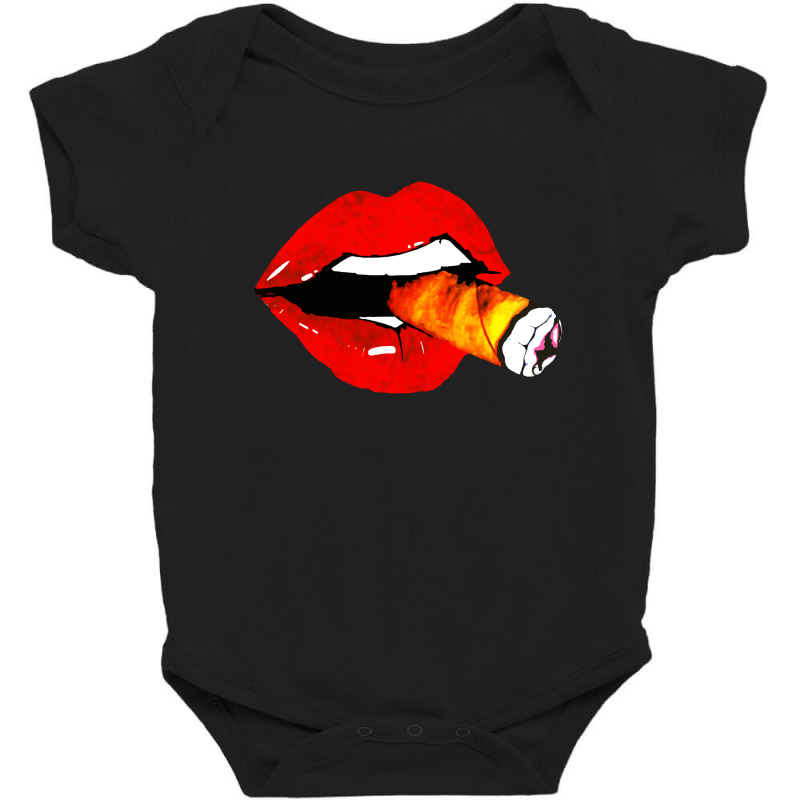 Women Smoke Cuban Cigar Lit Red Lips Smokings Baby Bodysuit by Agus w | Artistshot