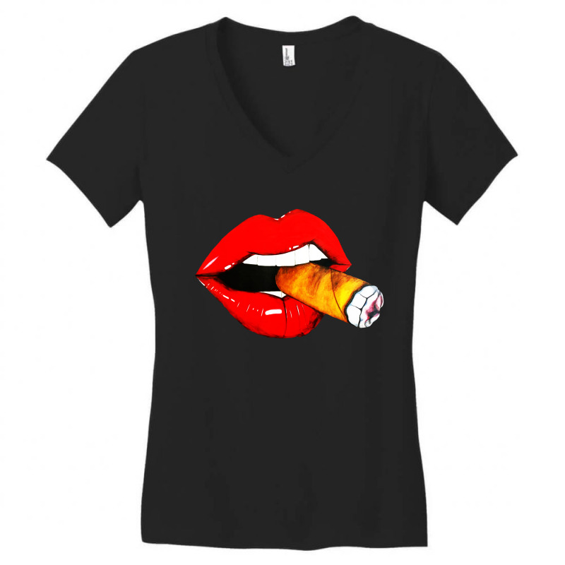 Women Smoke Cuban Cigar Women's V-Neck T-Shirt by Agus w | Artistshot