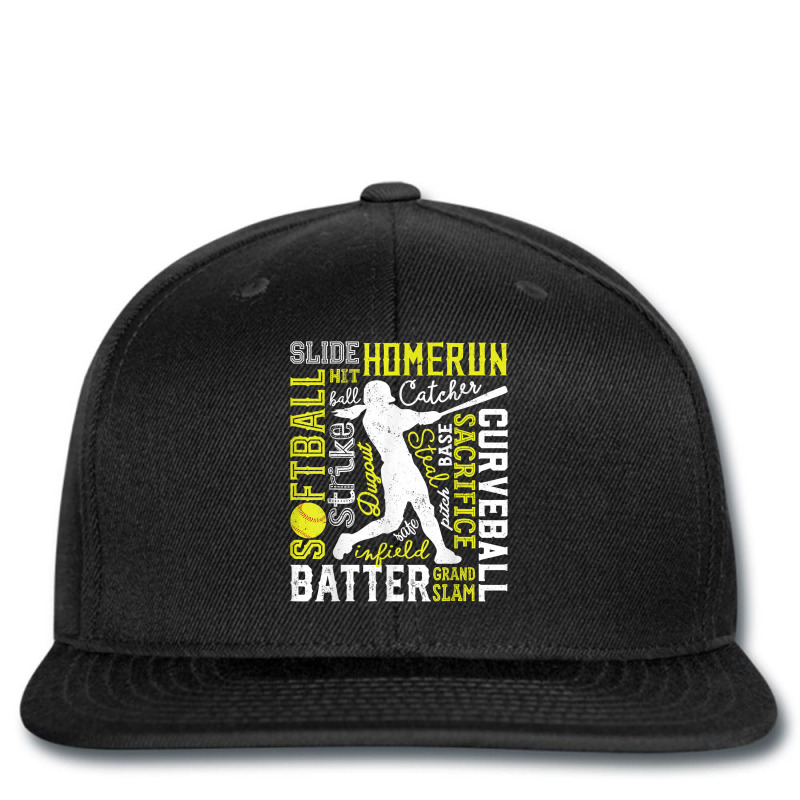 Softball Typography Word Art Funny Batter Pitcher Catcher T Shirt Printed hat by shoaibmolleda | Artistshot