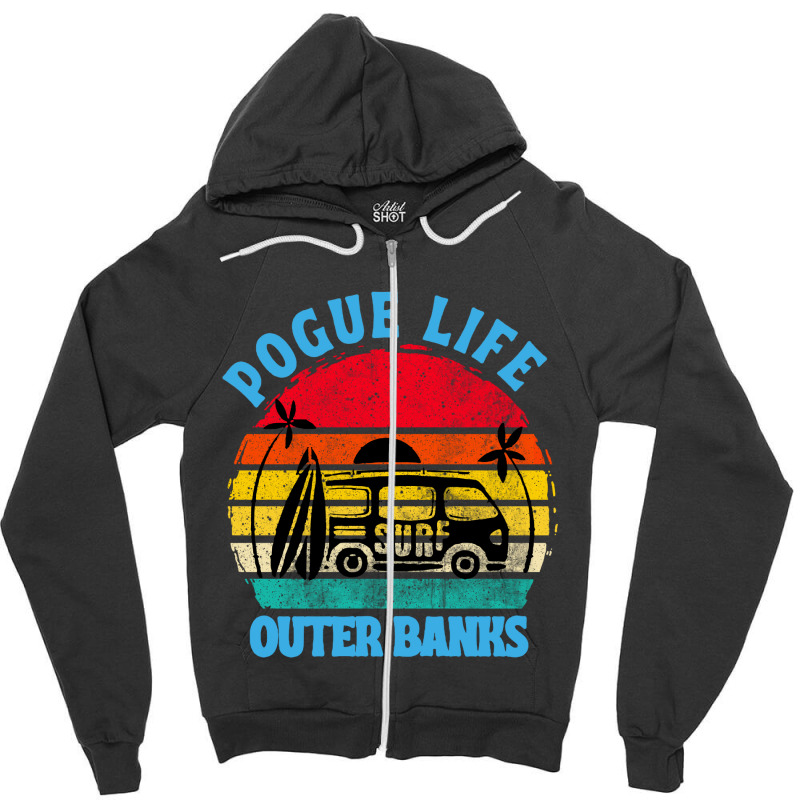 Vintage Art Pogue Life Outer Banks Zipper Hoodie by Cool Design | Artistshot