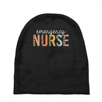 Nurse Emergency Nurse Leopard Print Er Nurse Nursing School Baby Beanies | Artistshot