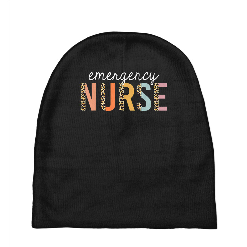 Nurse Emergency Nurse Leopard Print Er Nurse Nursing School Baby Beanies | Artistshot