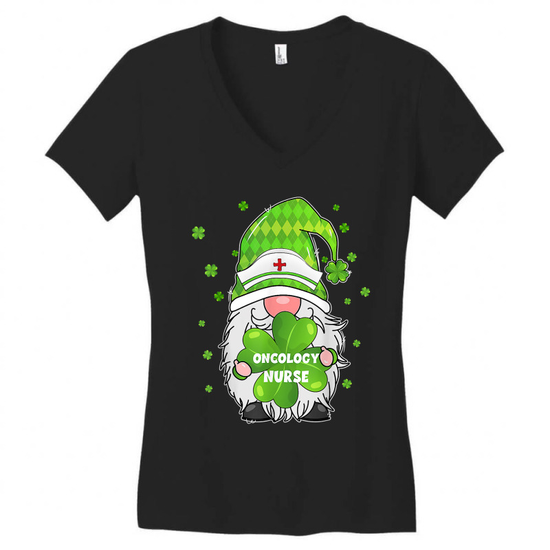 Nurse Funny Gnome With Shamrock Oncology Nurse St Patricks Day Women's V-Neck T-Shirt by urethrapricey | Artistshot