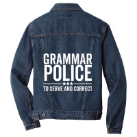 Police Grammar Police To Serve And Correct Funny Book Literature Men Denim Jacket | Artistshot