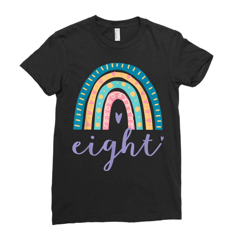 Eight Year Old Rainbow 8th Birthday Gifts For Girls 8 Bday T Shirt Ladies Fitted T-Shirt by kalaiahfry | Artistshot