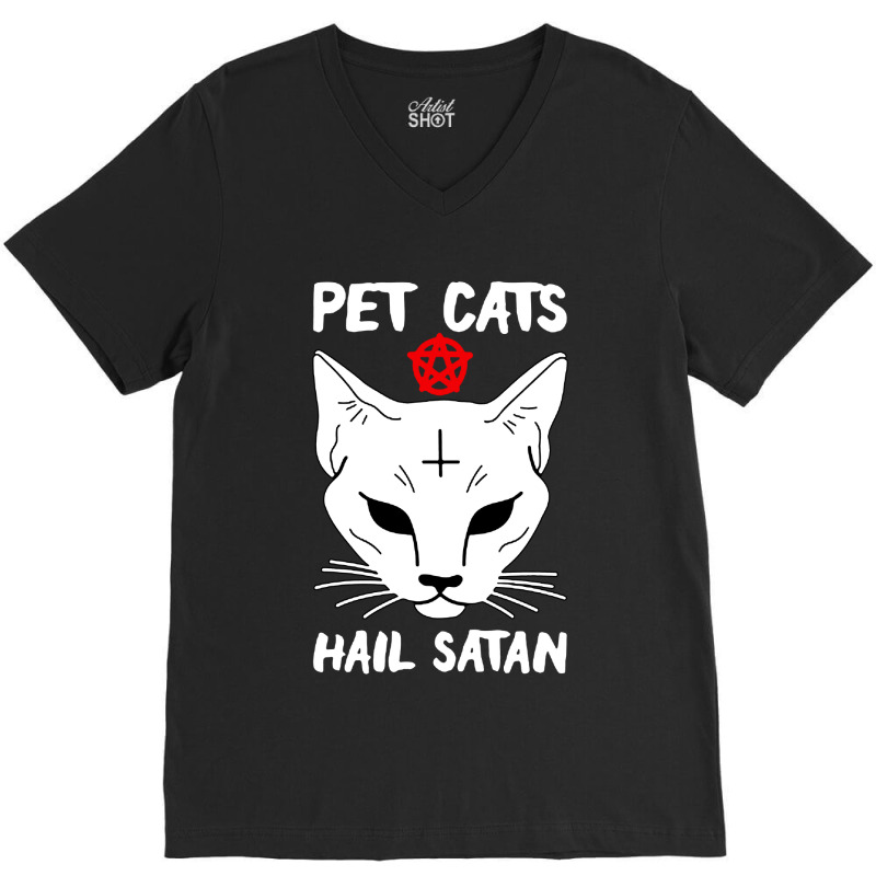 Pet Cats Hail Satan V-Neck Tee by ALex Marcus | Artistshot