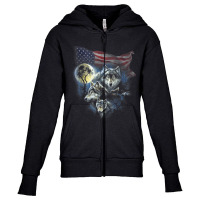 The Mountain Men's Wolfs Lookout Flag American T Shirt Youth Zipper Hoodie | Artistshot