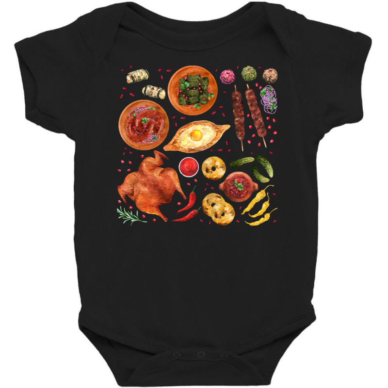 Georgian Cuisine T  Shirt Assorted Georgian Food T  Shirt Baby Bodysuit by thymeartiste | Artistshot