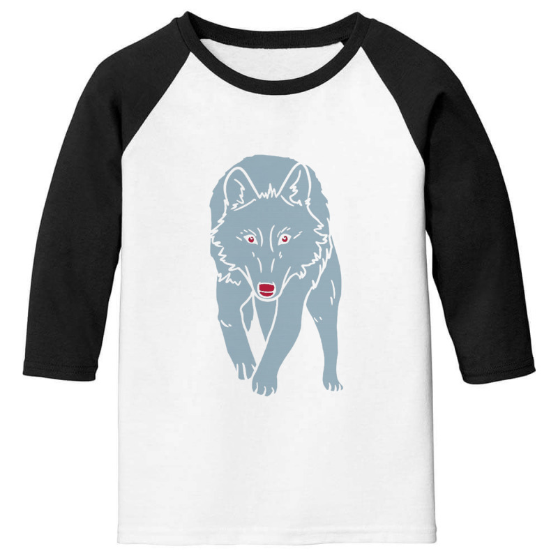 Intimidating Blue Wolf Youth 3/4 Sleeve by Gretchen Minnis | Artistshot