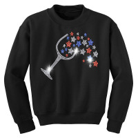 Wine Glass Stars Bling Vintage 4th Of July Bling Rhinestone T Shirt Youth Sweatshirt | Artistshot