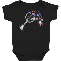 Wine Glass Stars Bling Vintage 4th Of July Bling Rhinestone T Shirt Baby Bodysuit | Artistshot