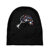 Wine Glass Stars Bling Vintage 4th Of July Bling Rhinestone T Shirt Baby Beanies | Artistshot