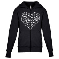 Heart Shape Musical Notes Music Lovers Gifts Valentines Day T Shirt Youth Zipper Hoodie | Artistshot