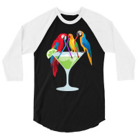 Womens Parrots Drinking Margarita Tropical Vacation Hawaiian Birds V N 3/4 Sleeve Shirt | Artistshot