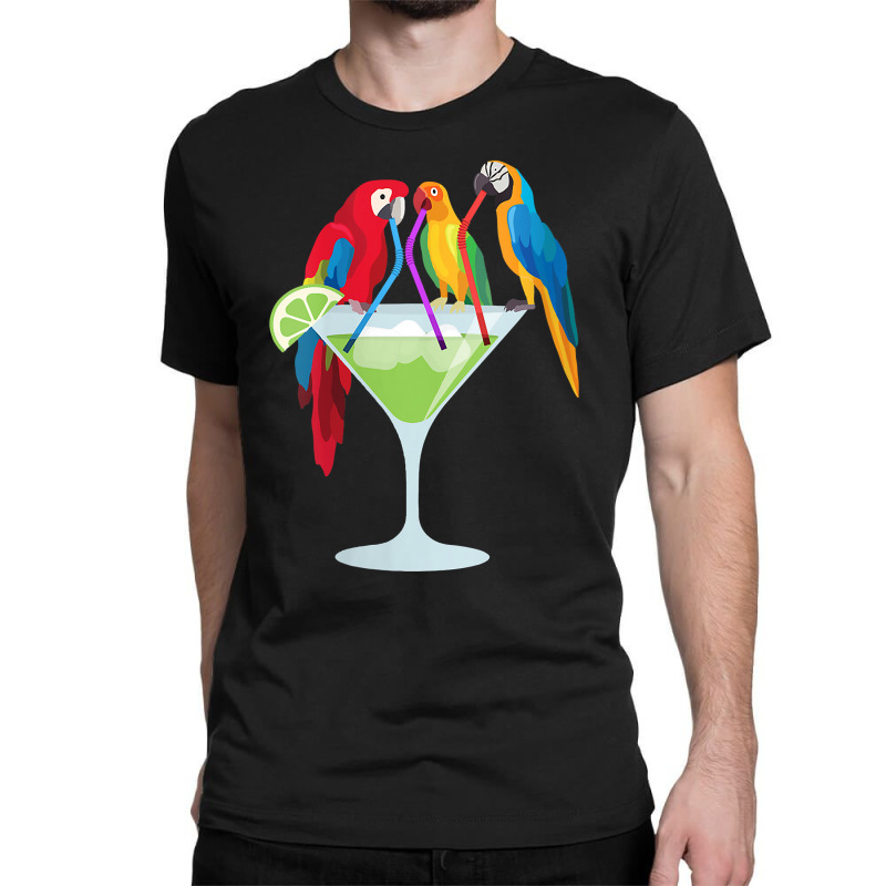 Womens Parrots Drinking Margarita Tropical Vacation Hawaiian Birds V N Classic T-shirt by mikidicosmo | Artistshot