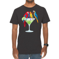 Womens Parrots Drinking Margarita Tropical Vacation Hawaiian Birds V N Vintage T-shirt | Artistshot