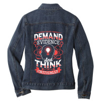 Science Demand Evidence And Think Critically Science Ladies Denim Jacket | Artistshot