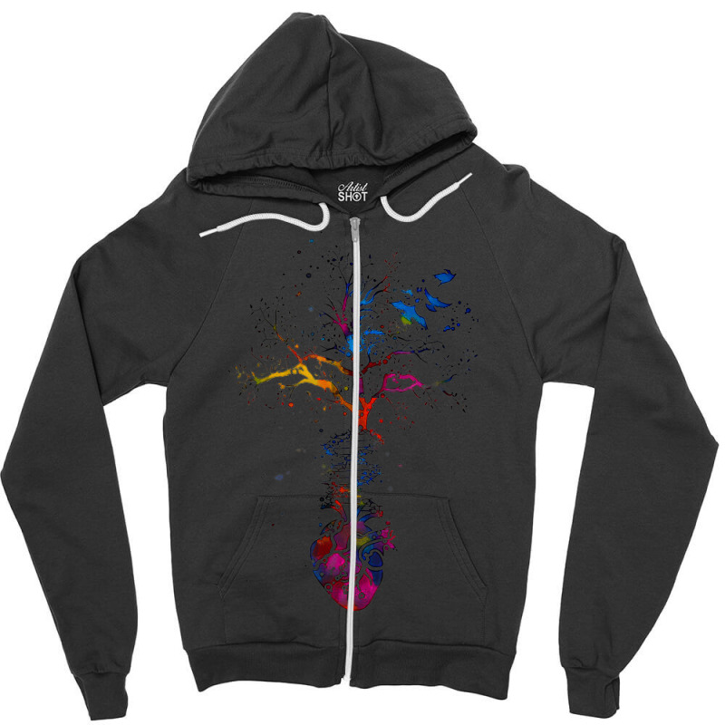 Science Dna Tree Heart Life Earth Day Genetics Biologist Science Zipper Hoodie by urethrapricey | Artistshot