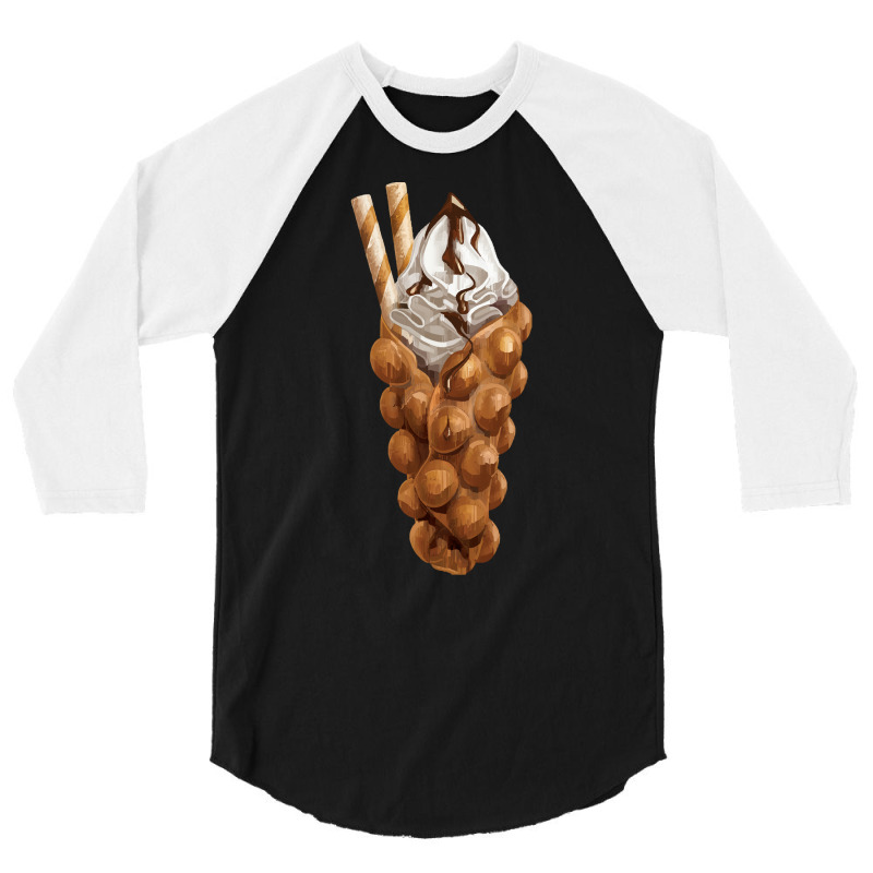 Bubble Waffle Ice Cream T  Shirt Egg Bubble Waffle Vanilla Ice Cream A 3/4 Sleeve Shirt by pintailracehorse | Artistshot