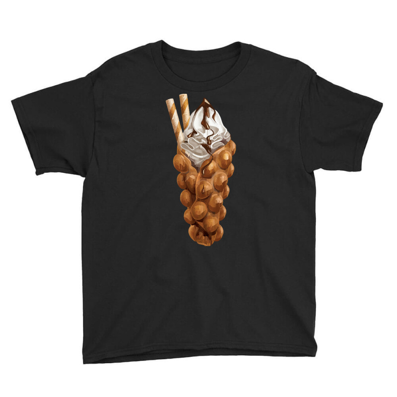 Bubble Waffle Ice Cream T  Shirt Egg Bubble Waffle Vanilla Ice Cream A Youth Tee by pintailracehorse | Artistshot