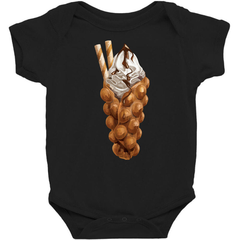 Bubble Waffle Ice Cream T  Shirt Egg Bubble Waffle Vanilla Ice Cream A Baby Bodysuit by pintailracehorse | Artistshot