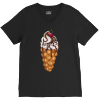 Bubble Waffle Ice Cream T  Shirt Egg Bubble Waffle Vanilla Ice Cream W V-neck Tee | Artistshot