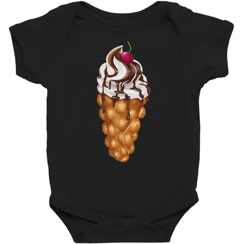 Bubble Waffle Ice Cream T  Shirt Egg Bubble Waffle Vanilla Ice Cream W Baby Bodysuit by pintailracehorse | Artistshot