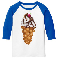 Bubble Waffle Ice Cream T  Shirt Egg Bubble Waffle Vanilla Ice Cream W Youth 3/4 Sleeve | Artistshot