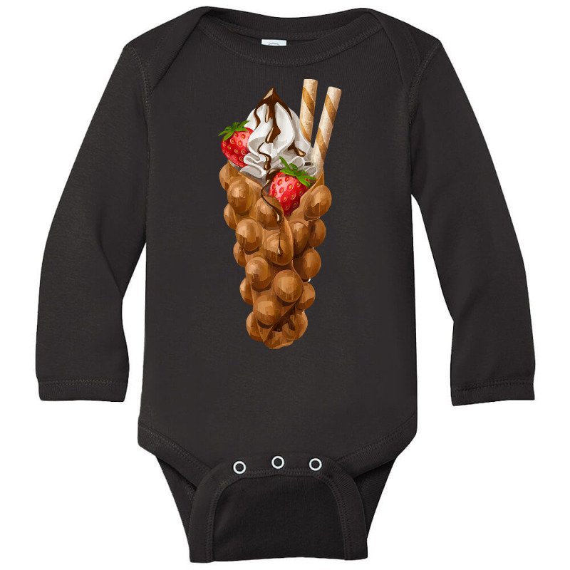 Bubble Waffle Ice Cream T  Shirt Egg Bubble Waffle Vanilla Ice Cream W Long Sleeve Baby Bodysuit by pintailracehorse | Artistshot