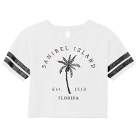 Womens Retro Cool Original Sanibel Island Florida Palm Tree Novelty V Scorecard Crop Tee | Artistshot