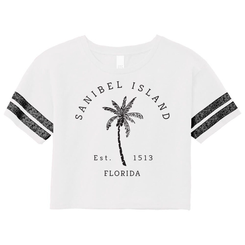 Womens Retro Cool Original Sanibel Island Florida Palm Tree Novelty V Scorecard Crop Tee by erisseby | Artistshot