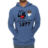 Womens Chapter 45 Fabulous Since 1977 Black Girl Birthday Queen T Shir Lightweight Hoodie | Artistshot