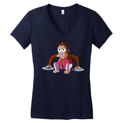 Custom Monkey Head Of Homer Women's V-neck T-shirt By Sbm052017