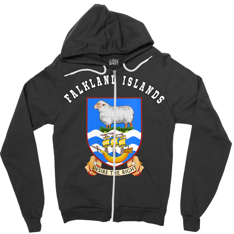 Womens Falkland Islands T Shirt Coat Of Arms Tee Flag Souvenir V Neck Zipper Hoodie by malyahdepetris | Artistshot