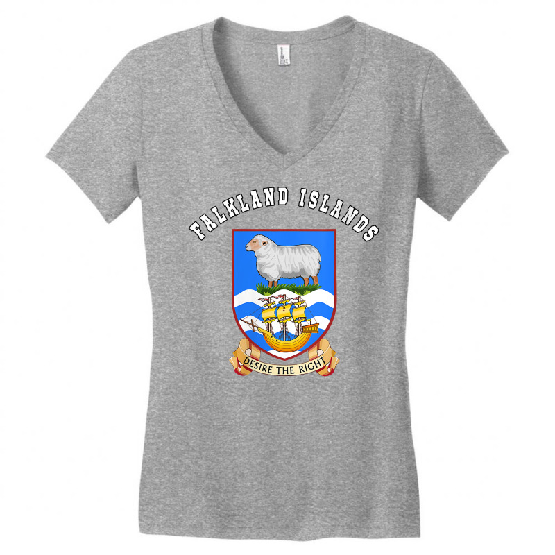 Womens Falkland Islands T Shirt Coat Of Arms Tee Flag Souvenir V Neck Women's V-Neck T-Shirt by malyahdepetris | Artistshot