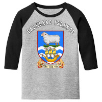 Womens Falkland Islands T Shirt Coat Of Arms Tee Flag Souvenir V Neck Youth 3/4 Sleeve | Artistshot