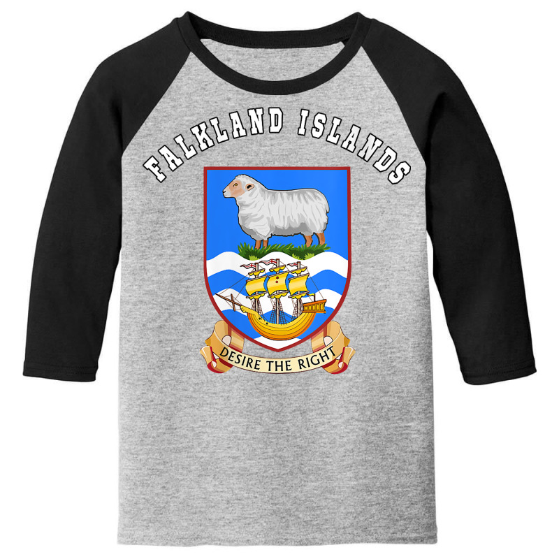 Womens Falkland Islands T Shirt Coat Of Arms Tee Flag Souvenir V Neck Youth 3/4 Sleeve by malyahdepetris | Artistshot